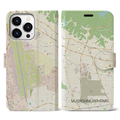 【武蔵村山】地図柄iPhoneケース（手帳両面タイプ・ナチュラル）iPhone 13 Pro 用