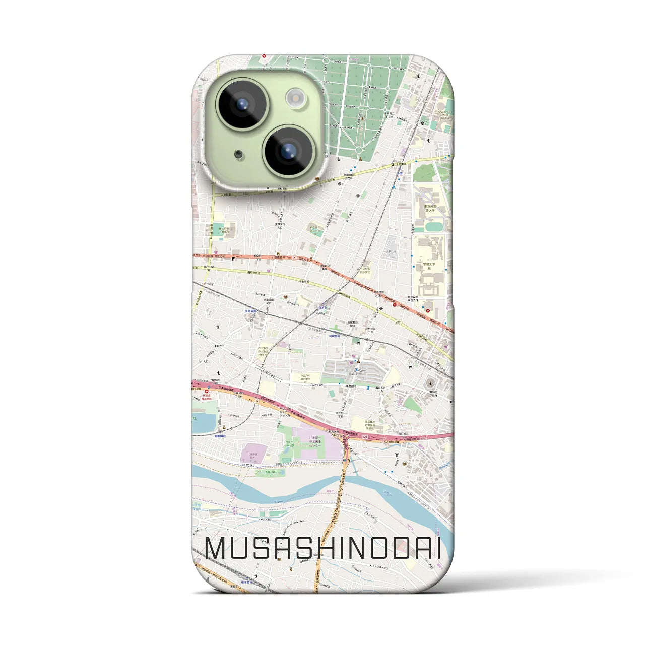 【武蔵野台】地図柄iPhoneケース（バックカバータイプ・ナチュラル）iPhone 15 用