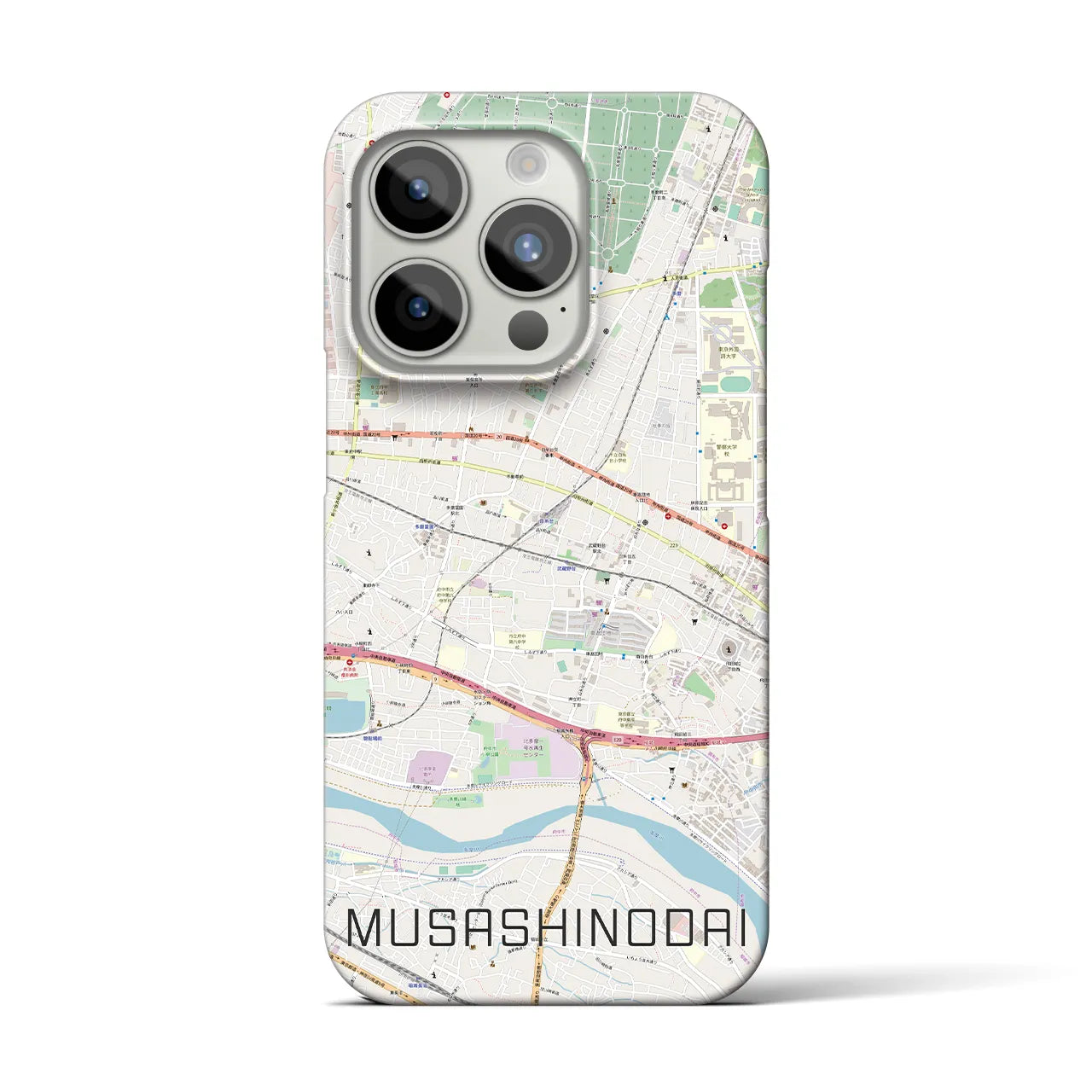 【武蔵野台】地図柄iPhoneケース（バックカバータイプ・ナチュラル）iPhone 15 Pro 用