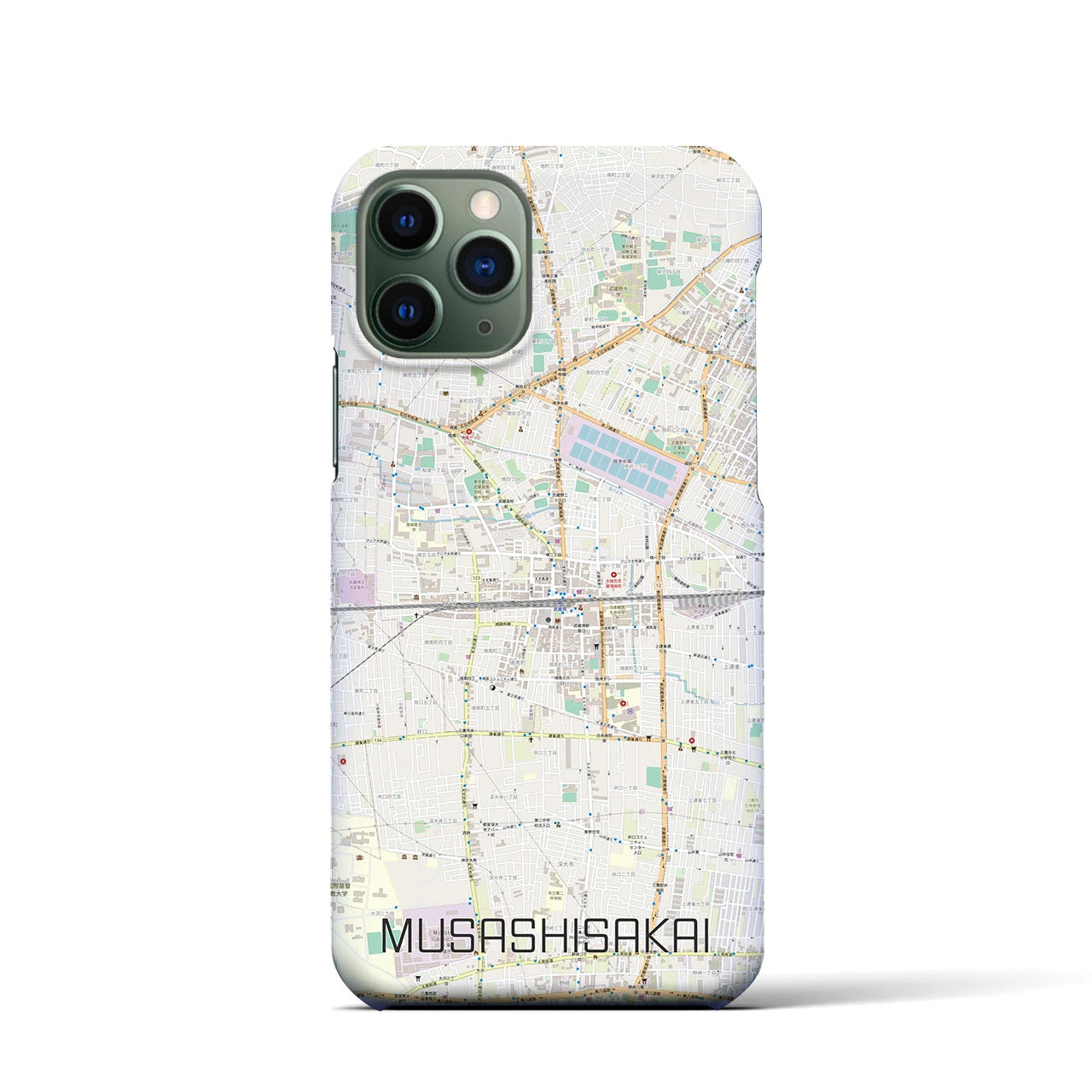 【武蔵境2】地図柄iPhoneケース（バックカバータイプ・ナチュラル）iPhone 11 Pro 用