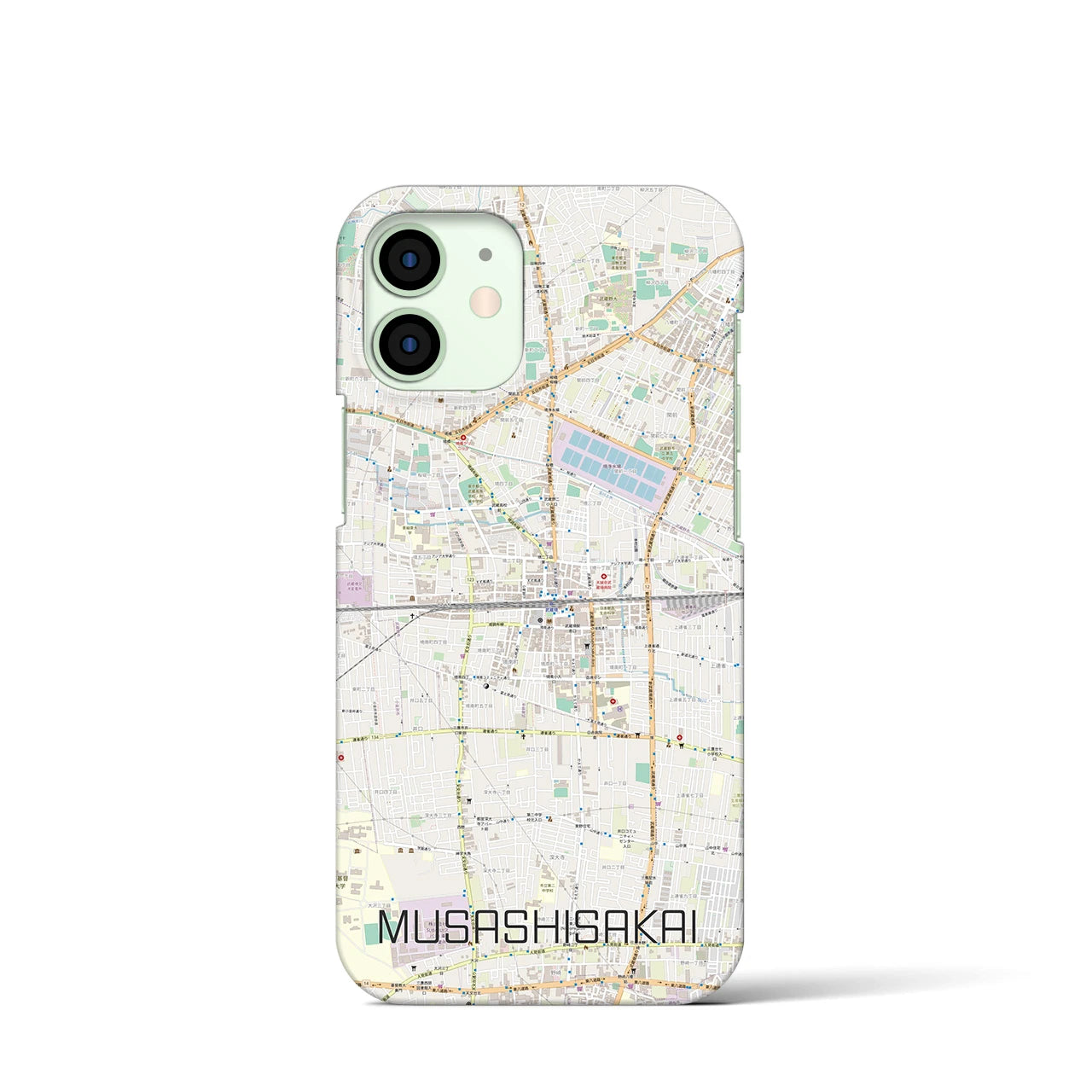 【武蔵境2】地図柄iPhoneケース（バックカバータイプ・ナチュラル）iPhone 12 mini 用