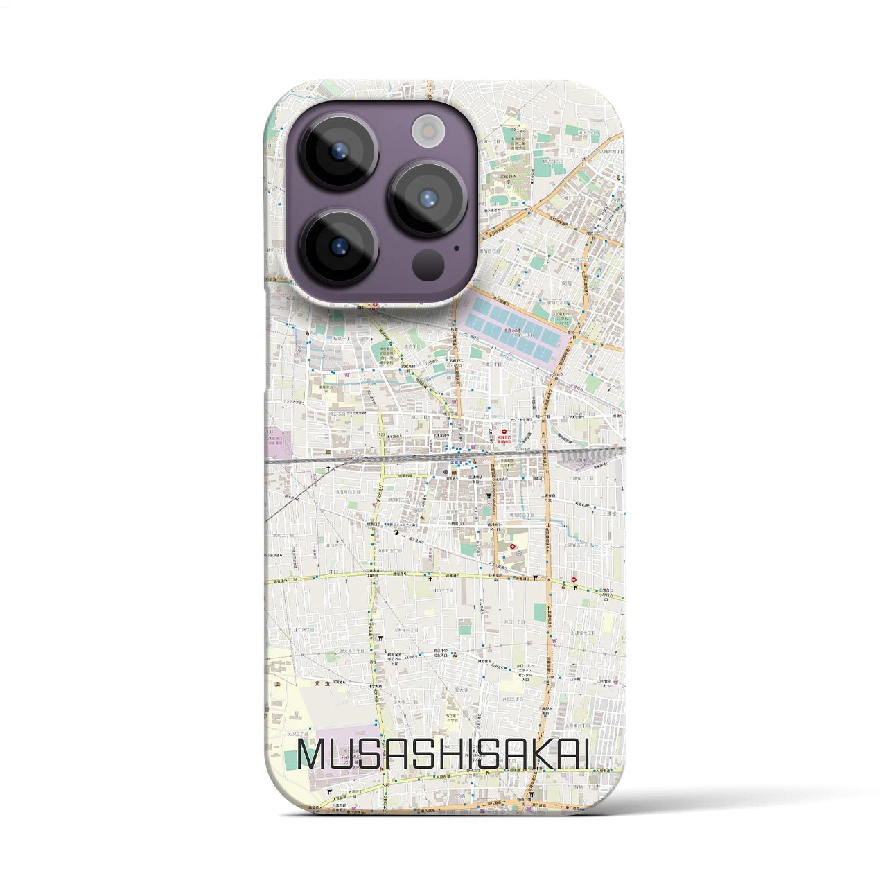 【武蔵境2】地図柄iPhoneケース（バックカバータイプ・ナチュラル）iPhone 14 Pro 用