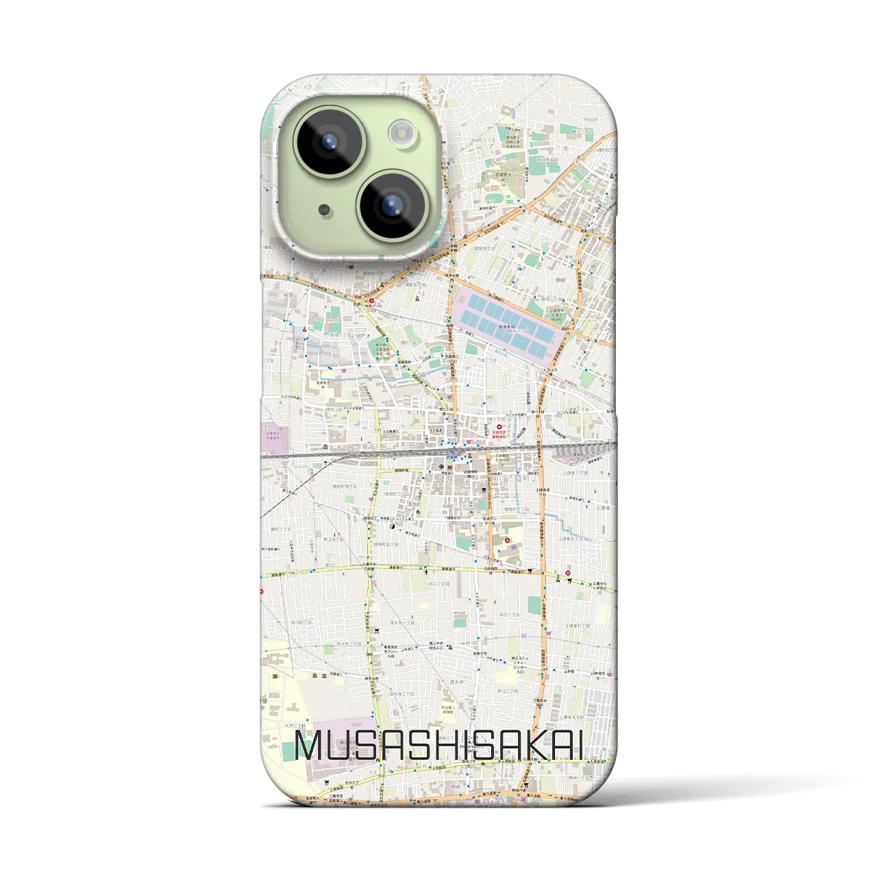【武蔵境2】地図柄iPhoneケース（バックカバータイプ・ナチュラル）iPhone 15 用