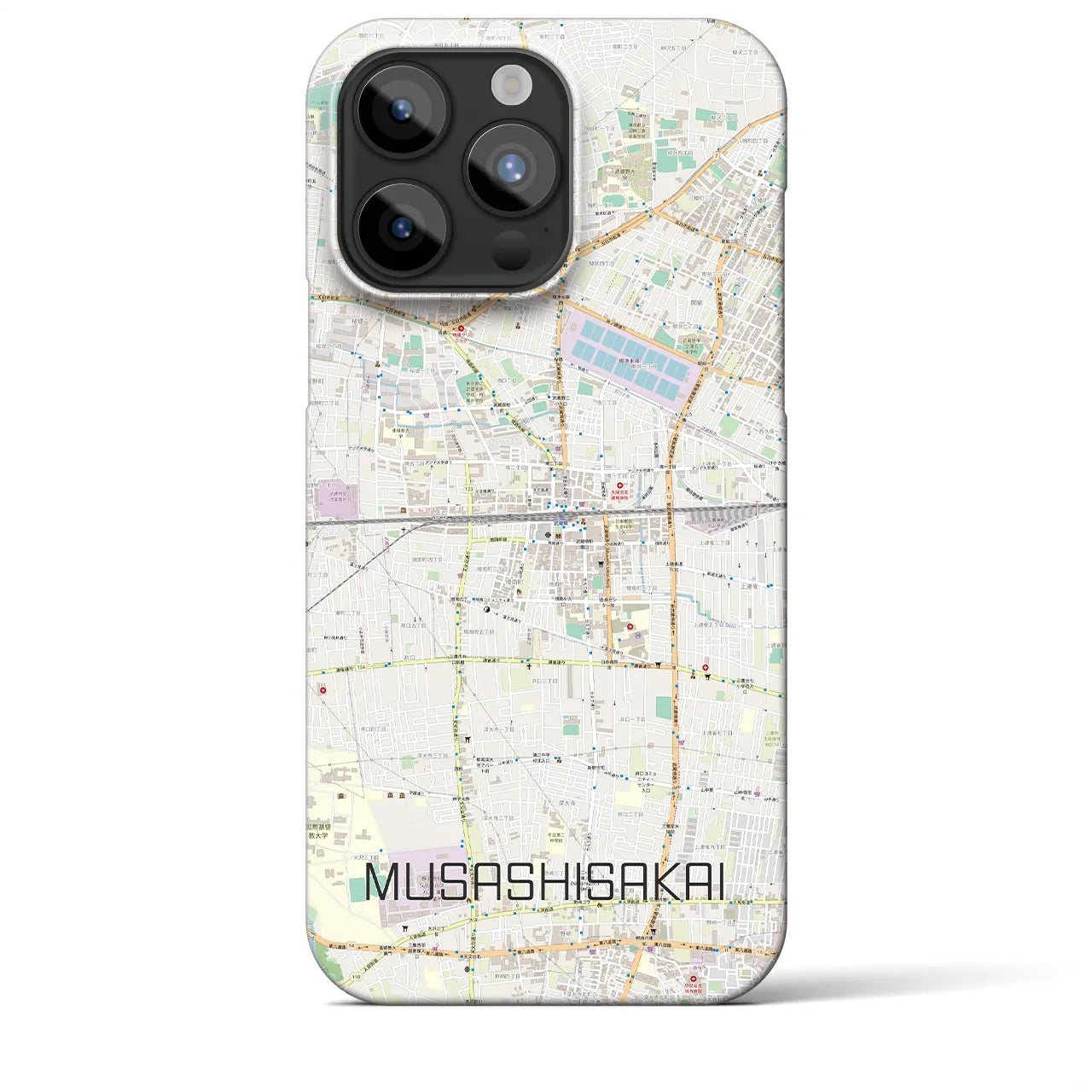 【武蔵境2】地図柄iPhoneケース（バックカバータイプ・ナチュラル）iPhone 15 Pro Max 用