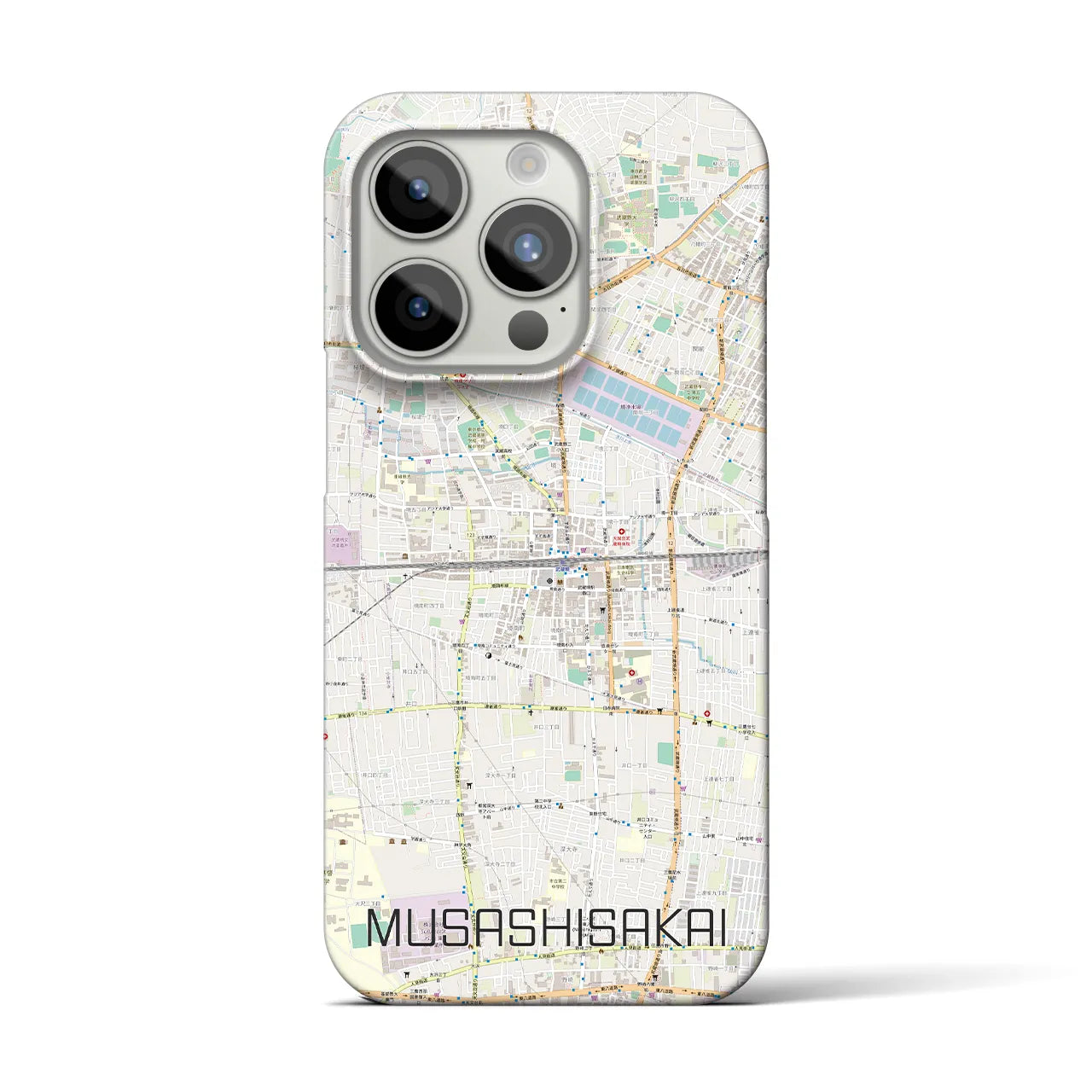 【武蔵境2】地図柄iPhoneケース（バックカバータイプ・ナチュラル）iPhone 15 Pro 用
