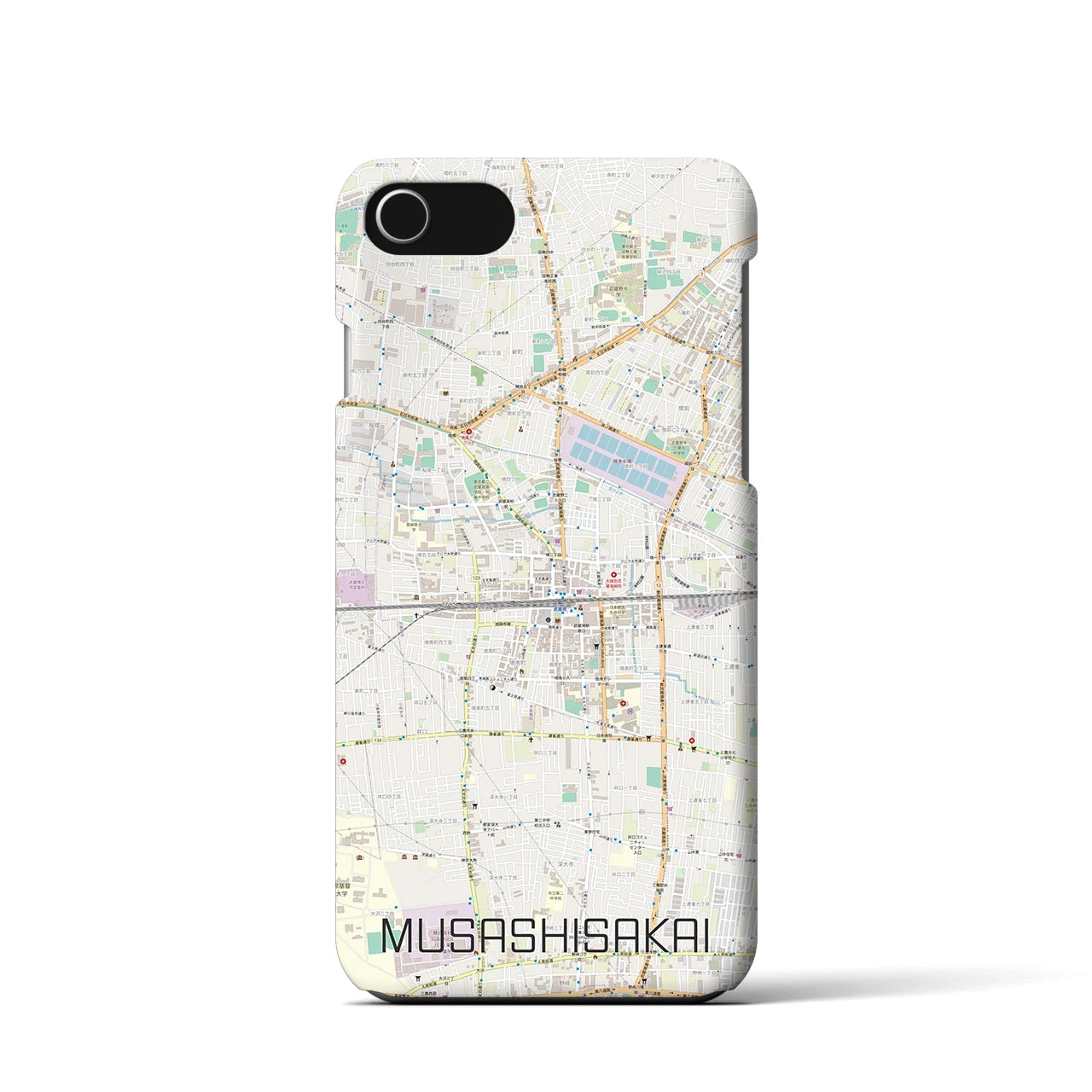 【武蔵境2】地図柄iPhoneケース（バックカバータイプ・ナチュラル）iPhone SE（第3 / 第2世代） / 8 / 7 / 6s / 6 用