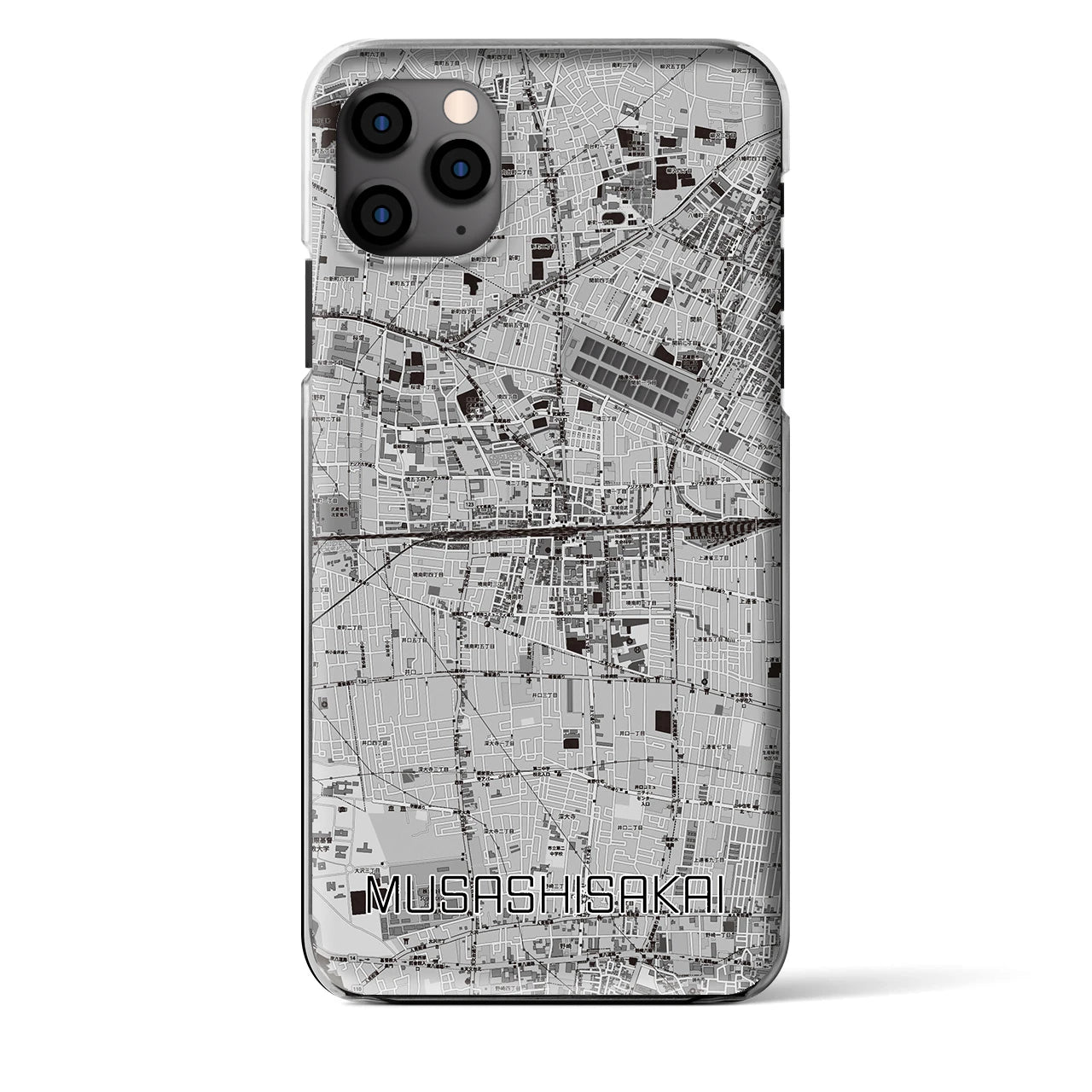 【武蔵境2】地図柄iPhoneケース（クリアタイプ・モノトーン）iPhone 11 Pro Max 用