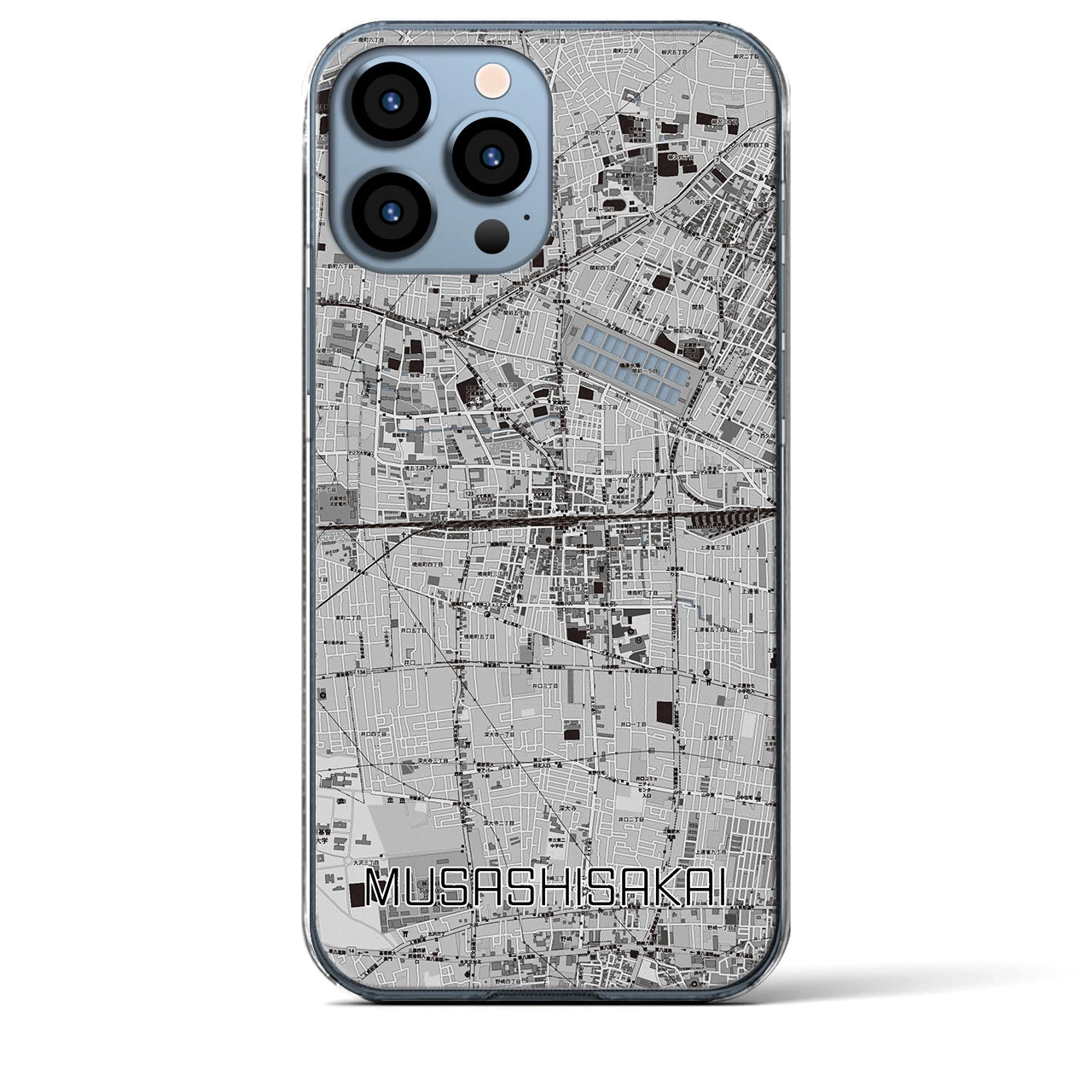 【武蔵境2】地図柄iPhoneケース（クリアタイプ・モノトーン）iPhone 13 Pro Max 用