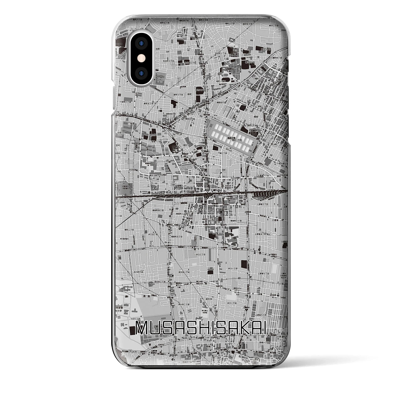 【武蔵境2】地図柄iPhoneケース（クリアタイプ・モノトーン）iPhone XS Max 用