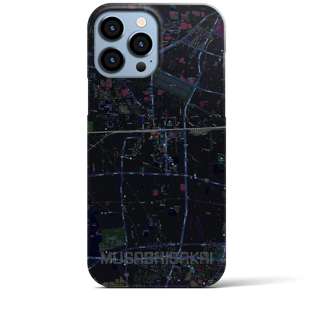 【武蔵境】地図柄iPhoneケース（バックカバータイプ・ブラック）iPhone 13 Pro Max 用