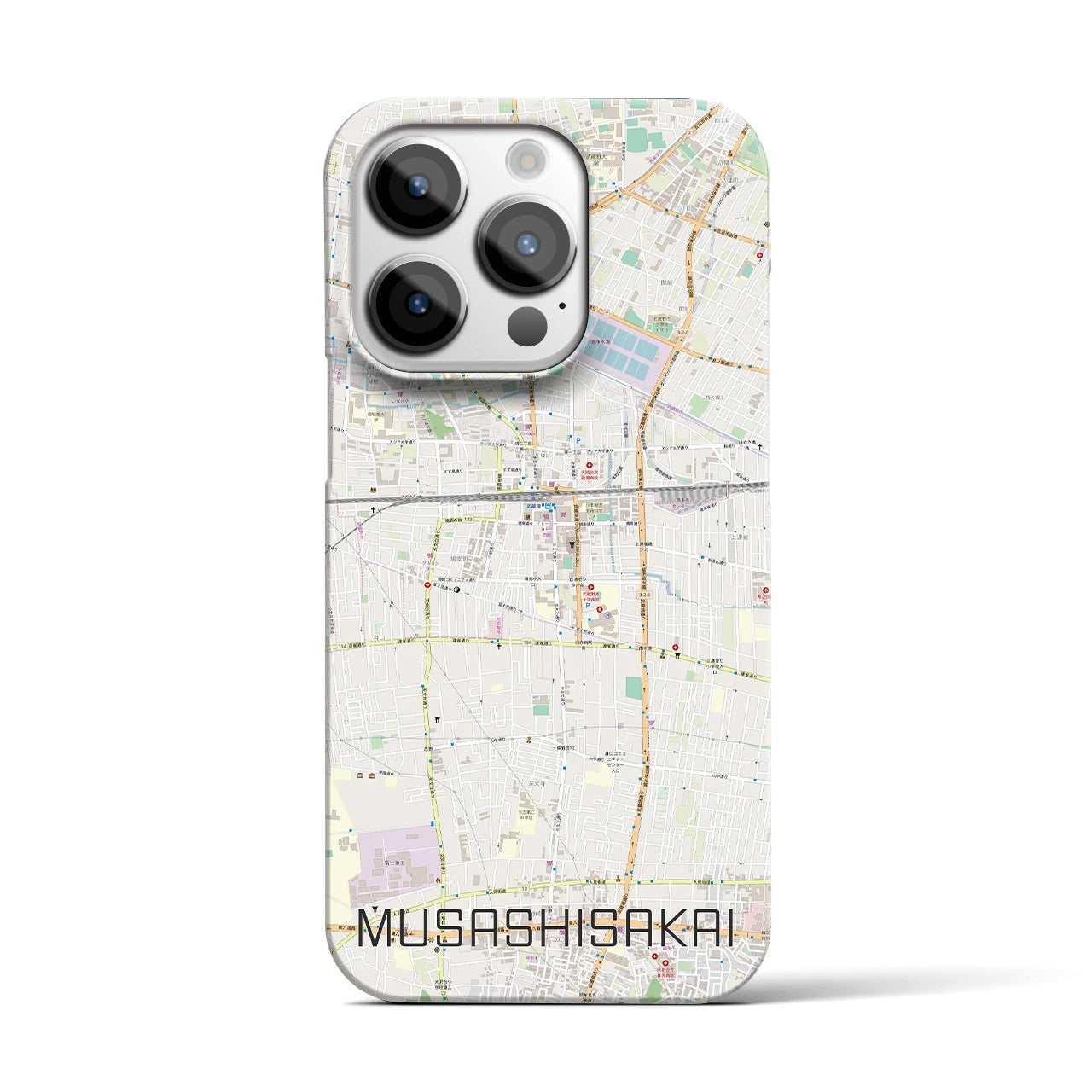 【武蔵境】地図柄iPhoneケース（バックカバータイプ・ナチュラル）iPhone 14 Pro 用