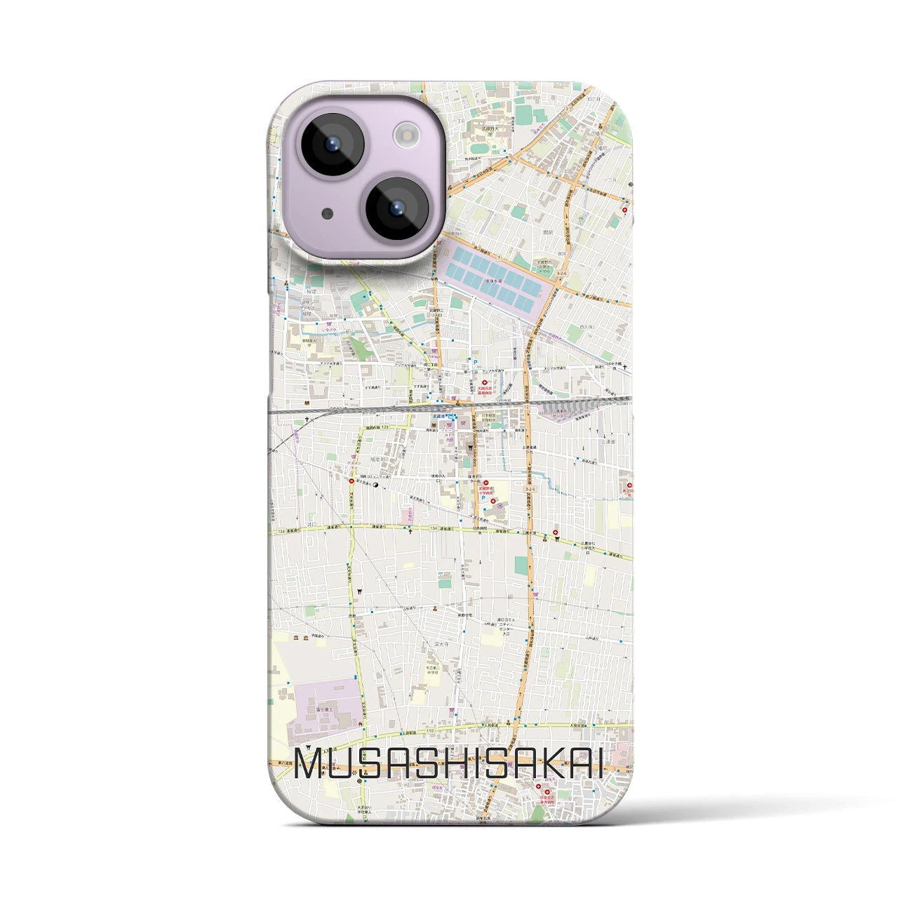 【武蔵境】地図柄iPhoneケース（バックカバータイプ・ナチュラル）iPhone 14 用