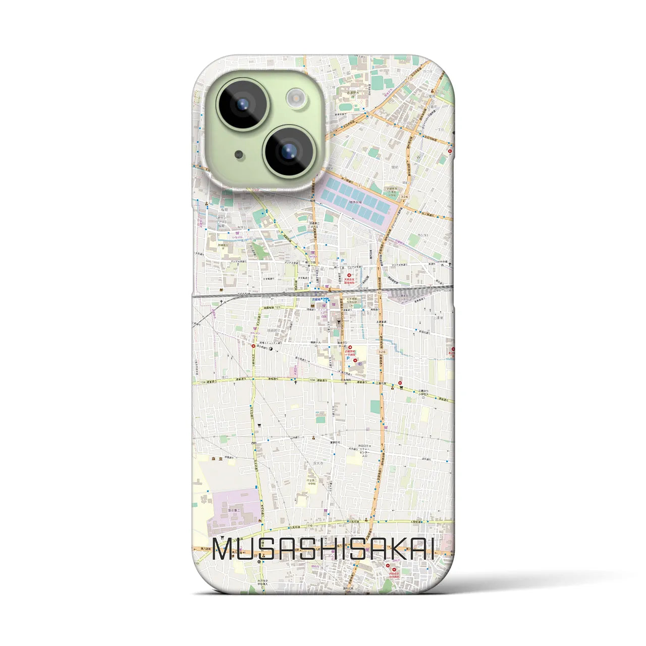 【武蔵境】地図柄iPhoneケース（バックカバータイプ・ナチュラル）iPhone 15 用