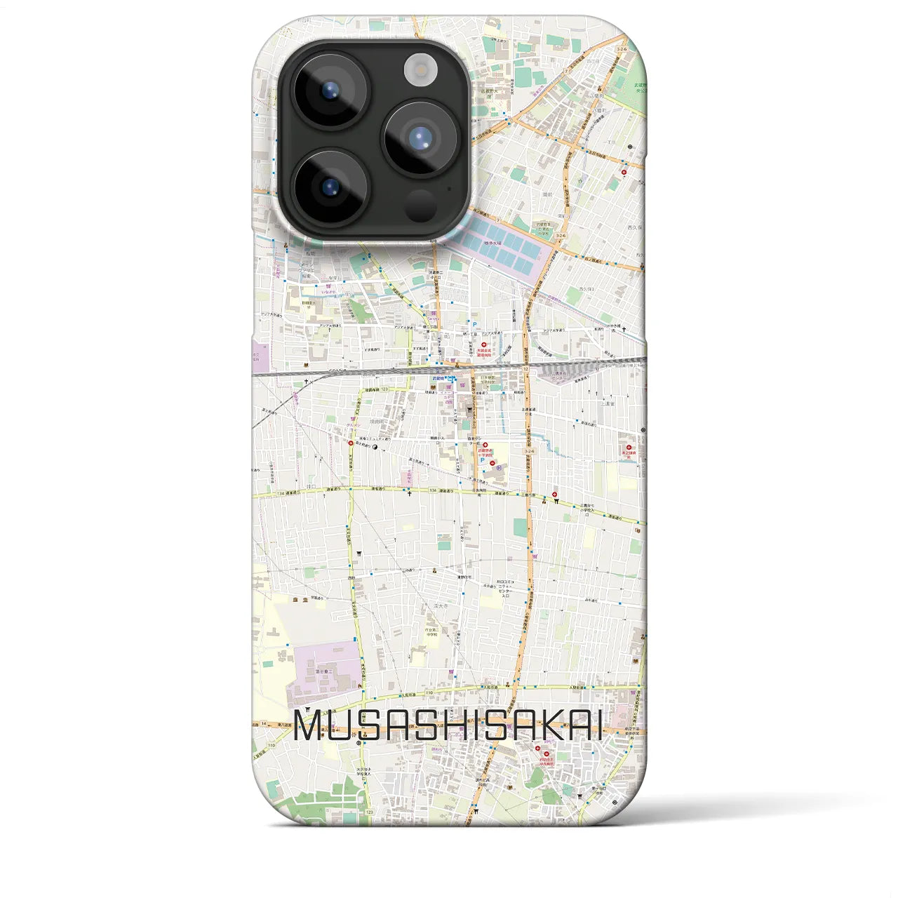 【武蔵境】地図柄iPhoneケース（バックカバータイプ・ナチュラル）iPhone 15 Pro Max 用