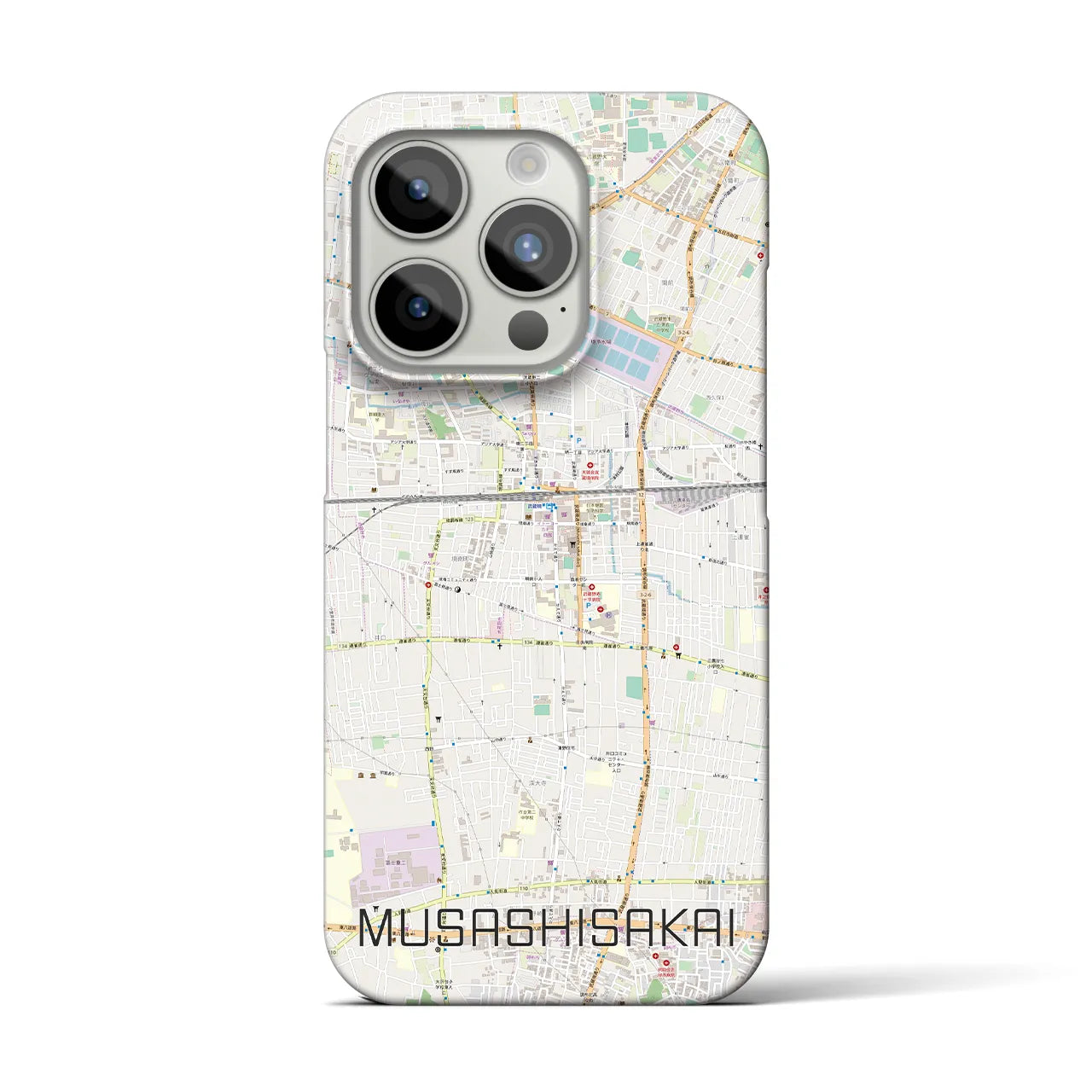 【武蔵境】地図柄iPhoneケース（バックカバータイプ・ナチュラル）iPhone 15 Pro 用