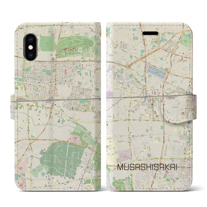 【武蔵境（東京都）】地図柄iPhoneケース（手帳タイプ）ナチュラル・iPhone XS / X 用