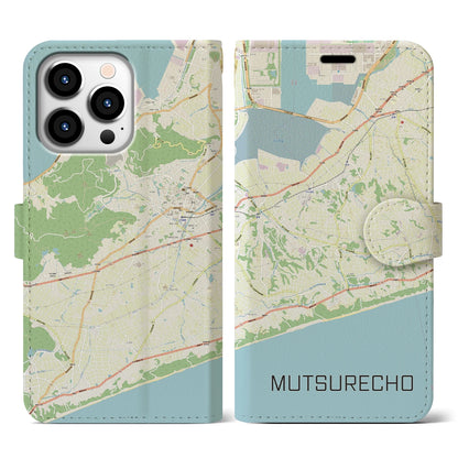 【六連町（愛知県）】地図柄iPhoneケース（手帳タイプ）ナチュラル・iPhone 13 Pro 用