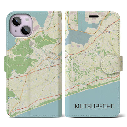 【六連町（愛知県）】地図柄iPhoneケース（手帳タイプ）ナチュラル・iPhone 14 用