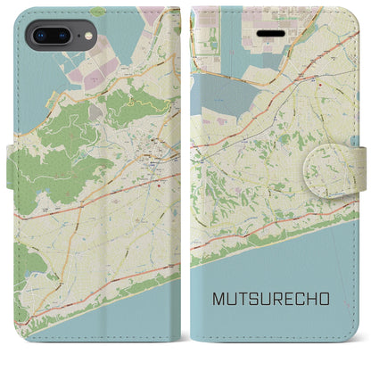 【六連町（愛知県）】地図柄iPhoneケース（手帳タイプ）ナチュラル・iPhone 8Plus /7Plus / 6sPlus / 6Plus 用