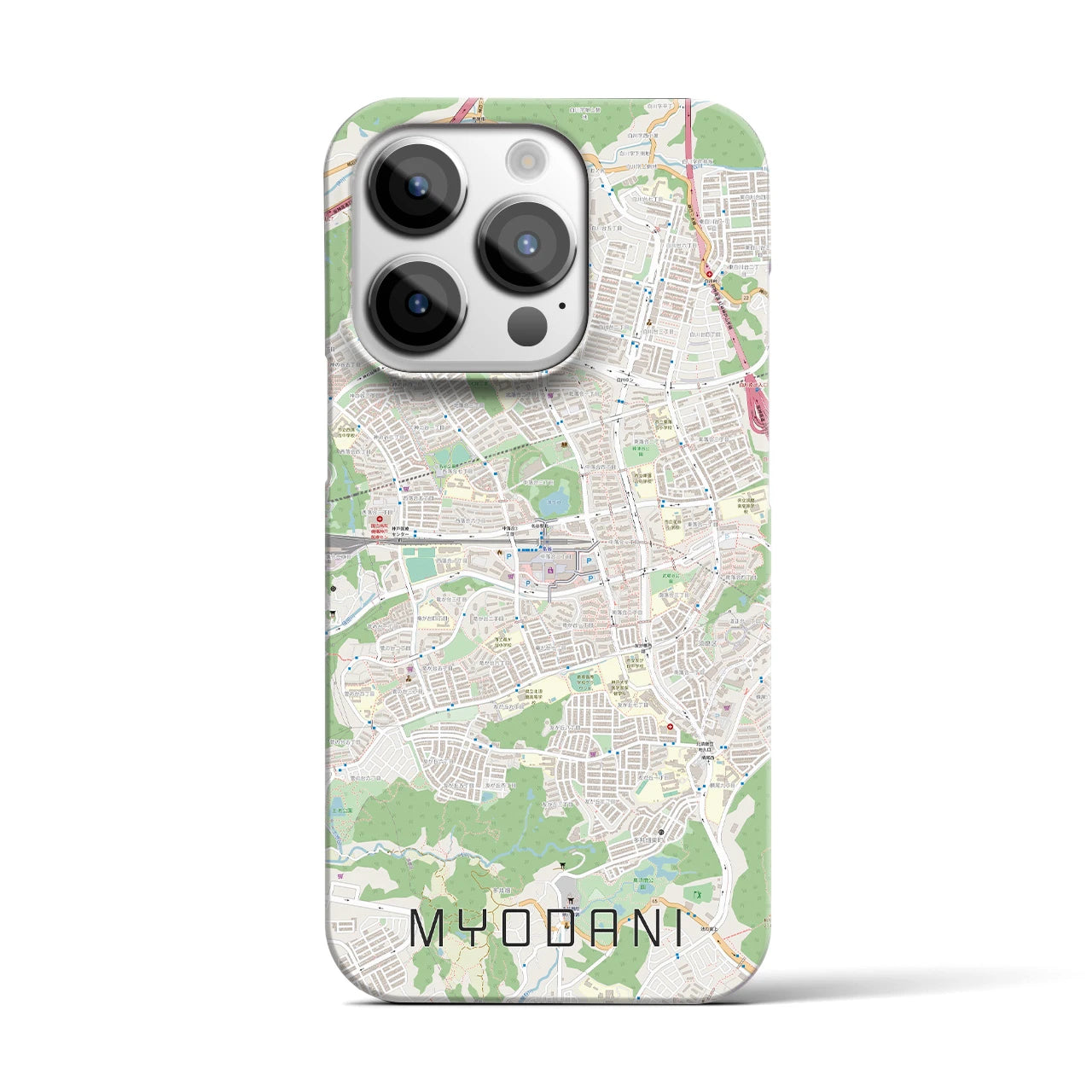 【名谷】地図柄iPhoneケース（バックカバータイプ・ナチュラル）iPhone 14 Pro 用