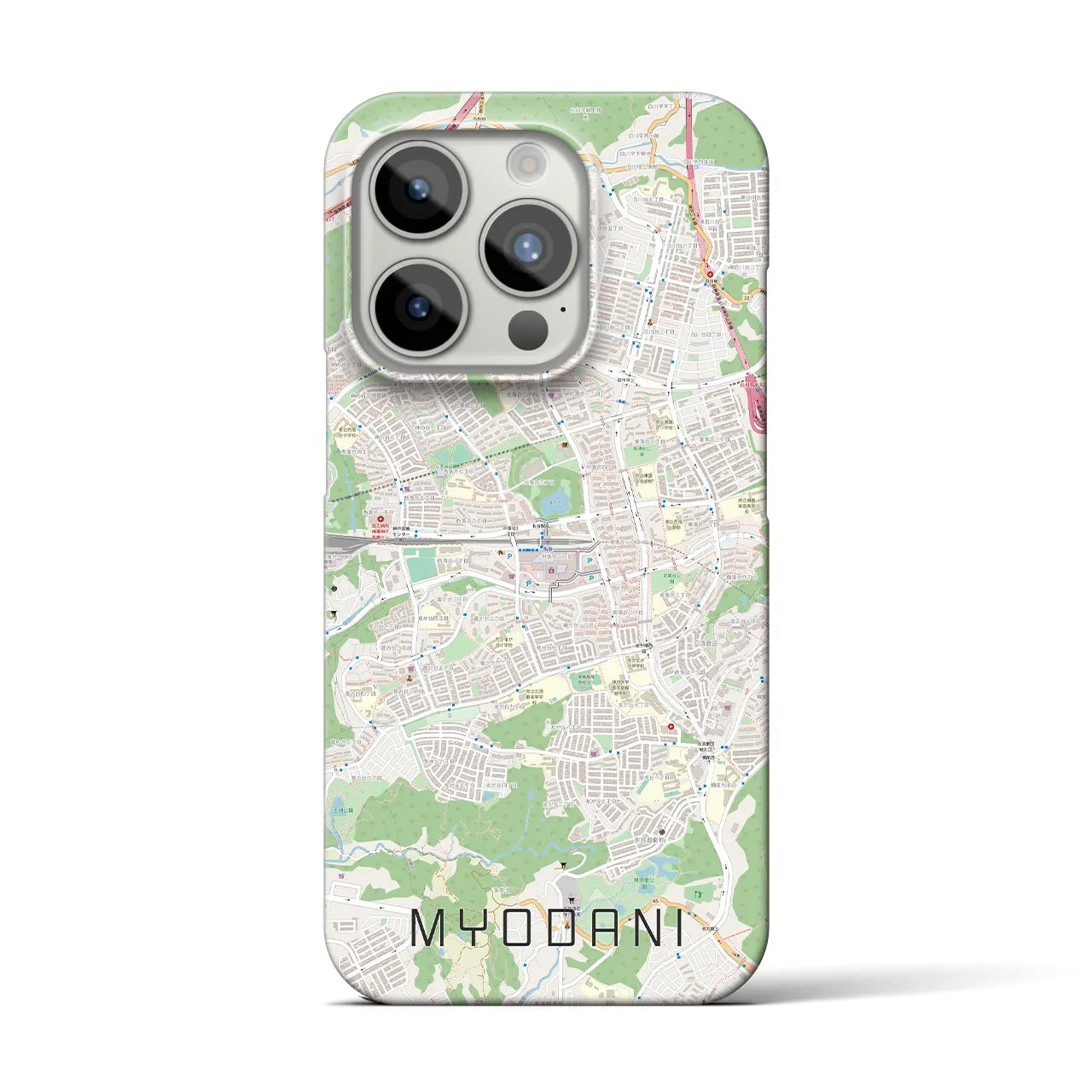 【名谷】地図柄iPhoneケース（バックカバータイプ・ナチュラル）iPhone 15 Pro 用