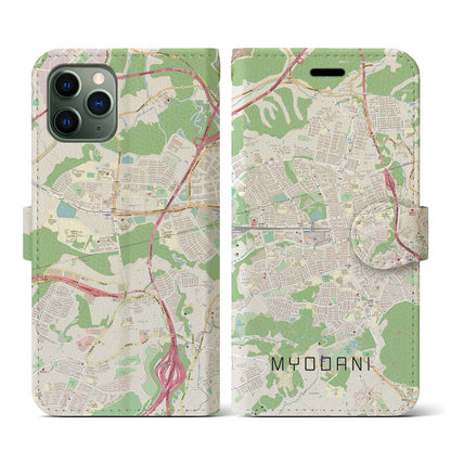 【名谷（兵庫県）】地図柄iPhoneケース（手帳タイプ）ナチュラル・iPhone 11 Pro 用