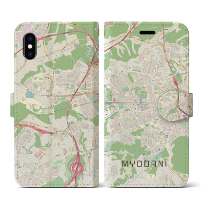 【名谷（兵庫県）】地図柄iPhoneケース（手帳タイプ）ナチュラル・iPhone XS / X 用