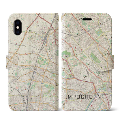 【茗荷谷（東京都）】地図柄iPhoneケース（手帳タイプ）ナチュラル・iPhone XS / X 用