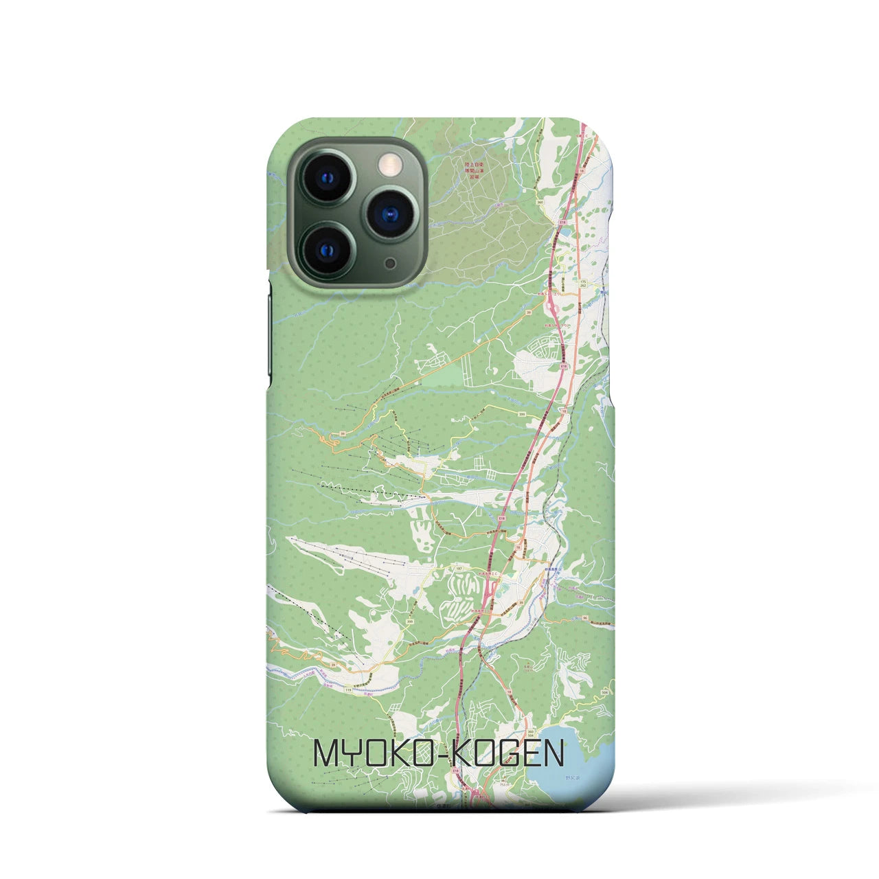 【妙高高原】地図柄iPhoneケース（バックカバータイプ・ナチュラル）iPhone 11 Pro 用