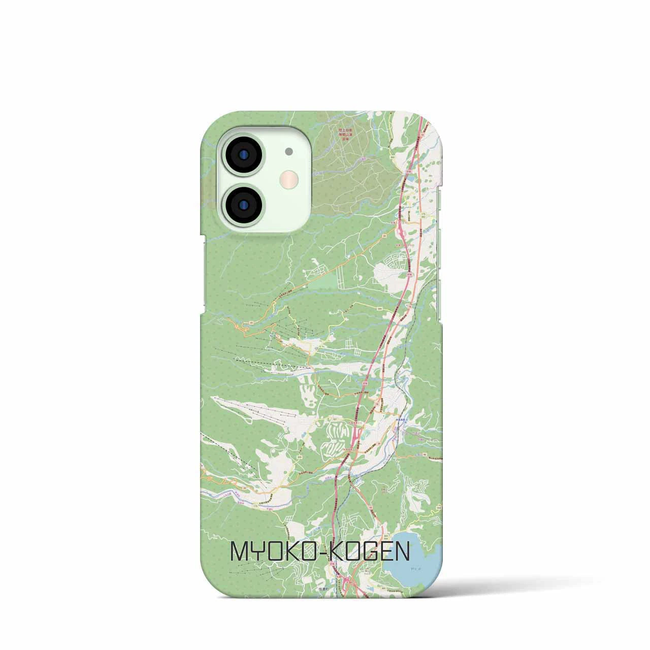 【妙高高原】地図柄iPhoneケース（バックカバータイプ・ナチュラル）iPhone 12 mini 用