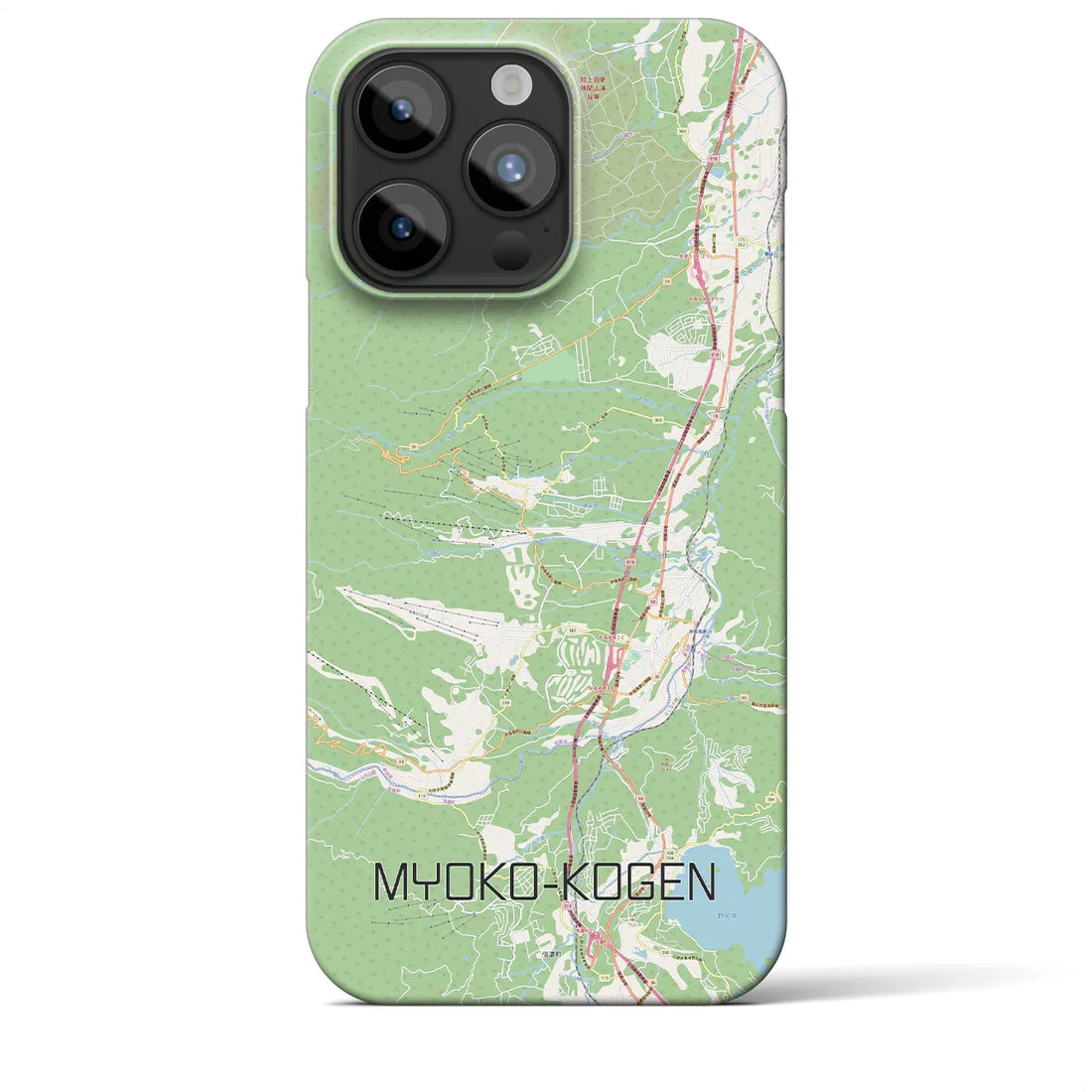 【妙高高原】地図柄iPhoneケース（バックカバータイプ・ナチュラル）iPhone 15 Pro Max 用