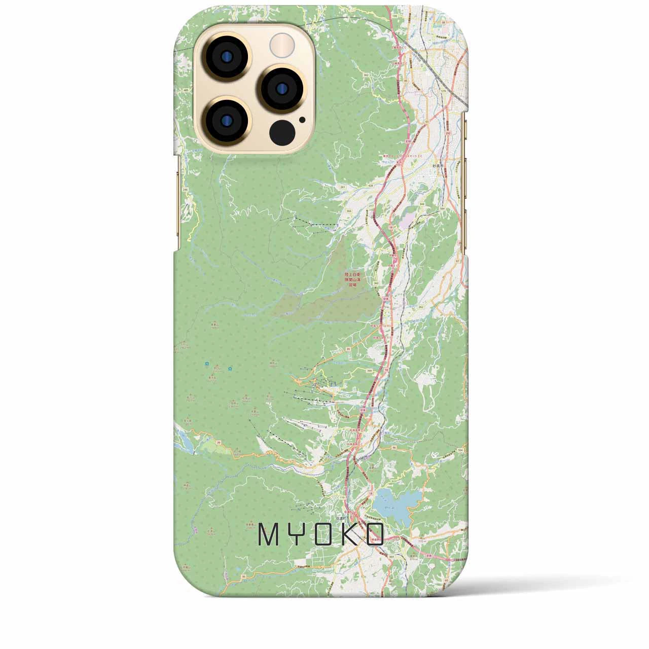 【妙高】地図柄iPhoneケース（バックカバータイプ・ナチュラル）iPhone 12 Pro Max 用