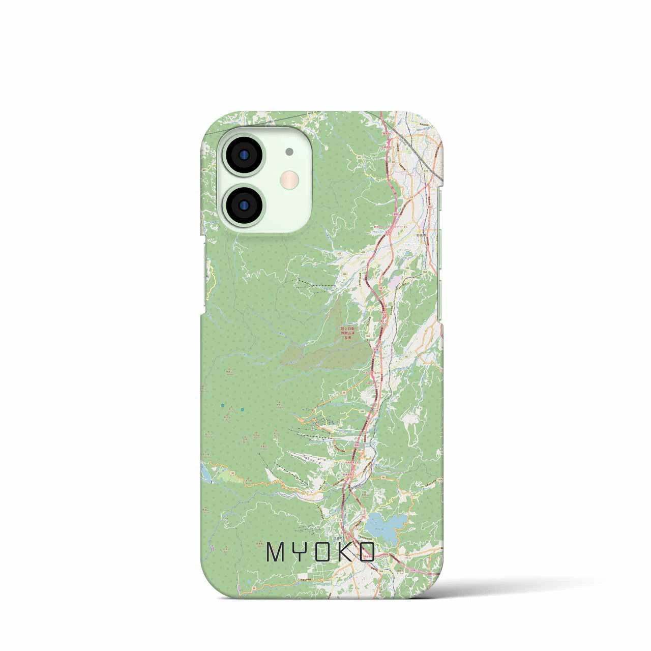 【妙高】地図柄iPhoneケース（バックカバータイプ・ナチュラル）iPhone 12 mini 用