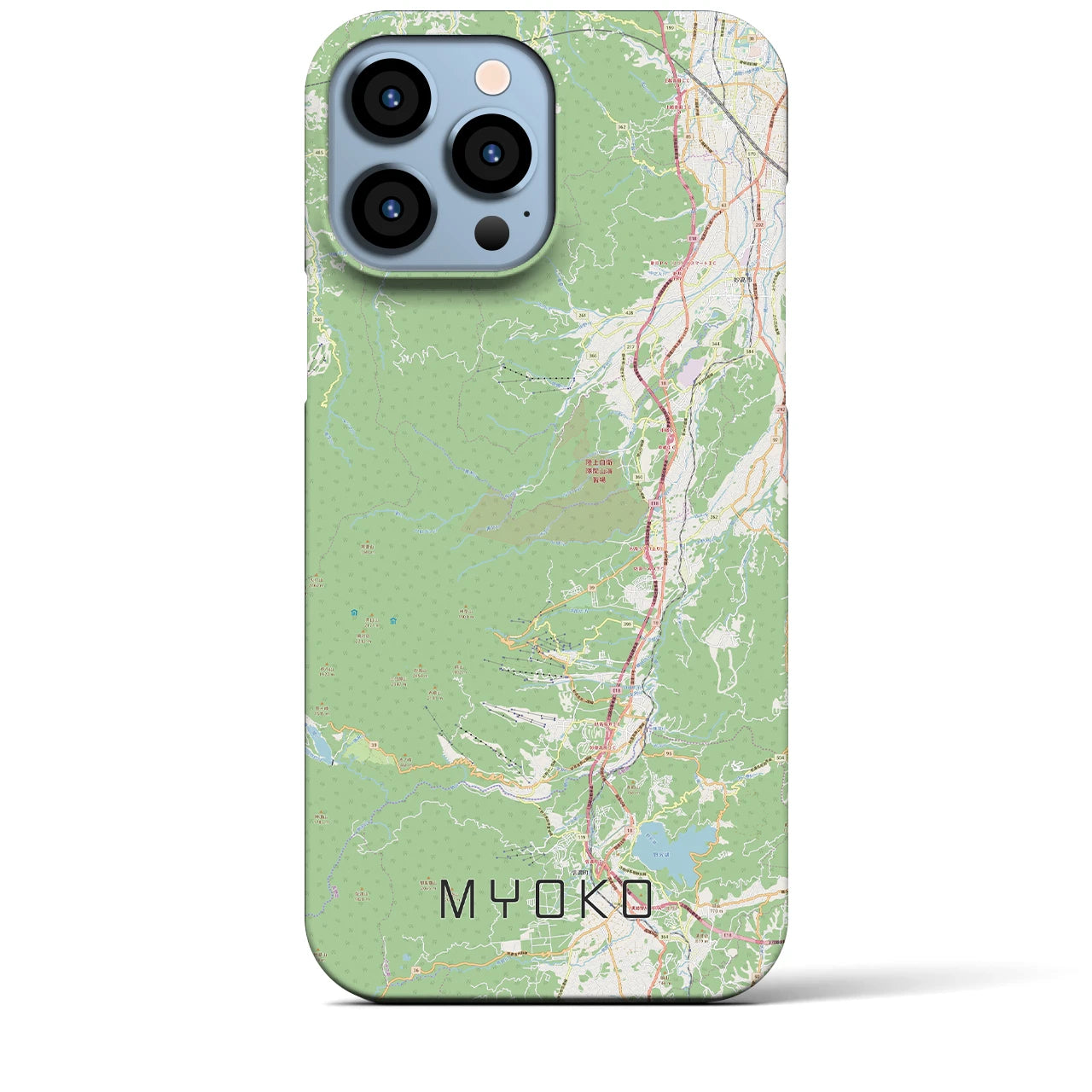 【妙高】地図柄iPhoneケース（バックカバータイプ・ナチュラル）iPhone 13 Pro Max 用