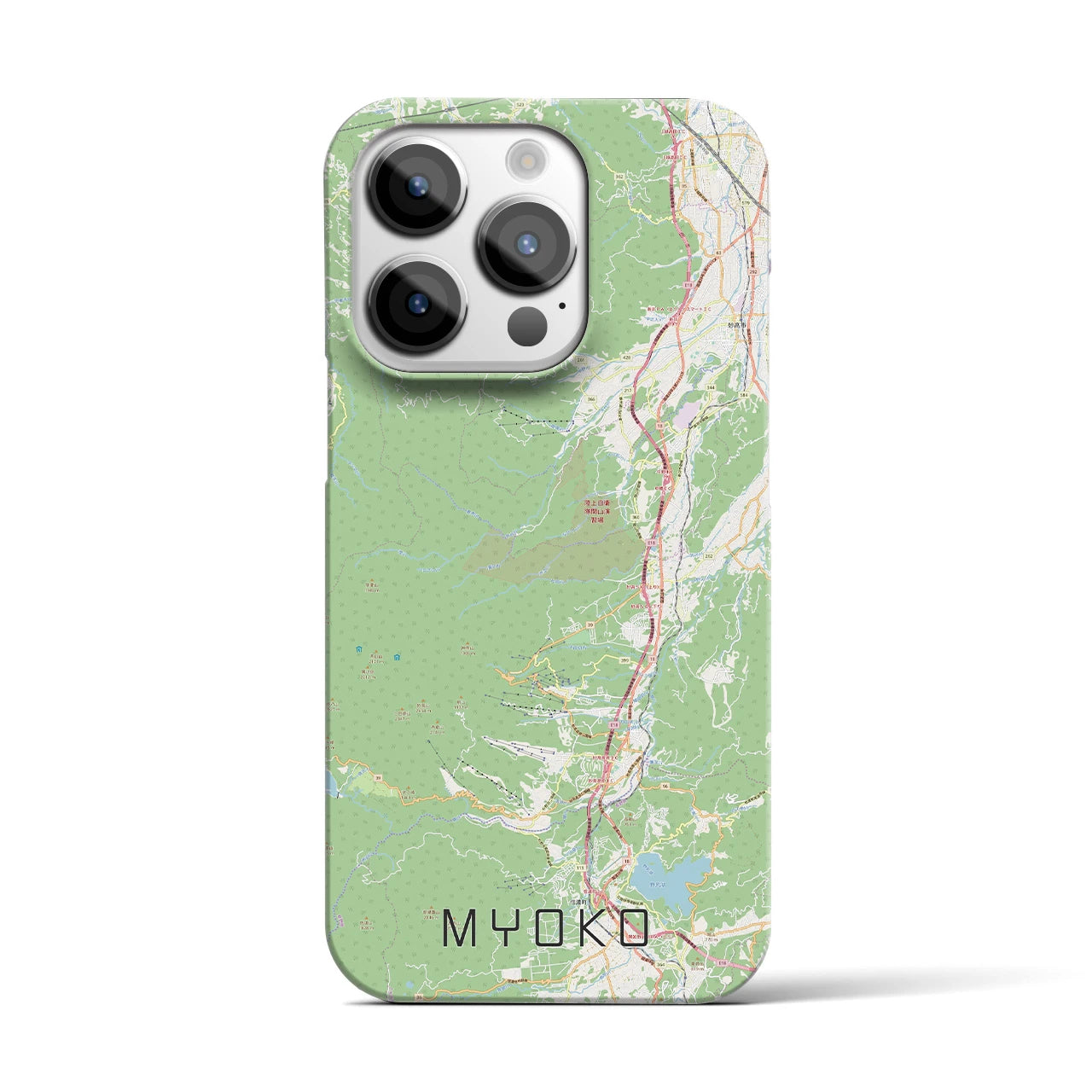 【妙高】地図柄iPhoneケース（バックカバータイプ・ナチュラル）iPhone 14 Pro 用