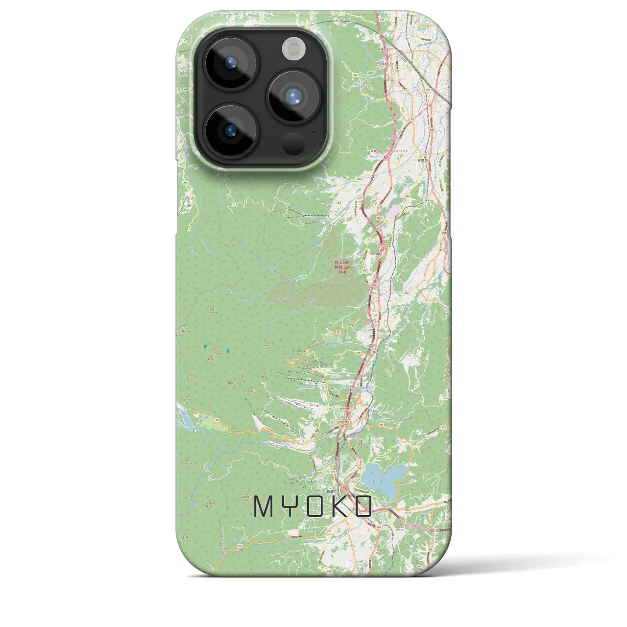 【妙高】地図柄iPhoneケース（バックカバータイプ・ナチュラル）iPhone 15 Pro Max 用