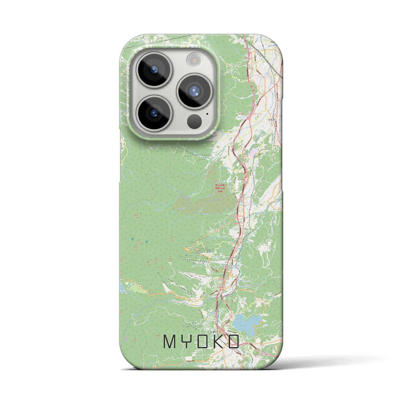 【妙高】地図柄iPhoneケース（バックカバータイプ・ナチュラル）iPhone 15 Pro 用