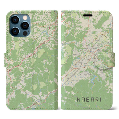 【名張（三重県）】地図柄iPhoneケース（手帳タイプ）ナチュラル・iPhone 12 / 12 Pro 用
