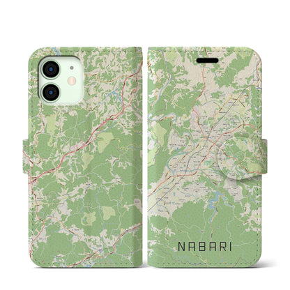 【名張（三重県）】地図柄iPhoneケース（手帳タイプ）ナチュラル・iPhone 12 mini 用