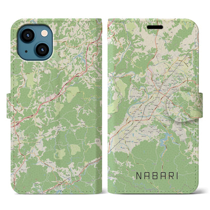 【名張（三重県）】地図柄iPhoneケース（手帳タイプ）ナチュラル・iPhone 13 用