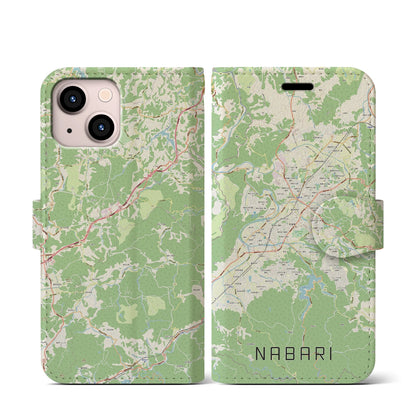 【名張（三重県）】地図柄iPhoneケース（手帳タイプ）ナチュラル・iPhone 13 mini 用