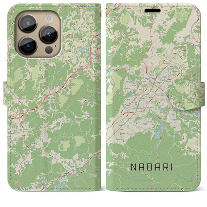 【名張（三重県）】地図柄iPhoneケース（手帳タイプ）ナチュラル・iPhone 14 Pro Max 用