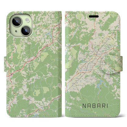 【名張（三重県）】地図柄iPhoneケース（手帳タイプ）ナチュラル・iPhone 15 用