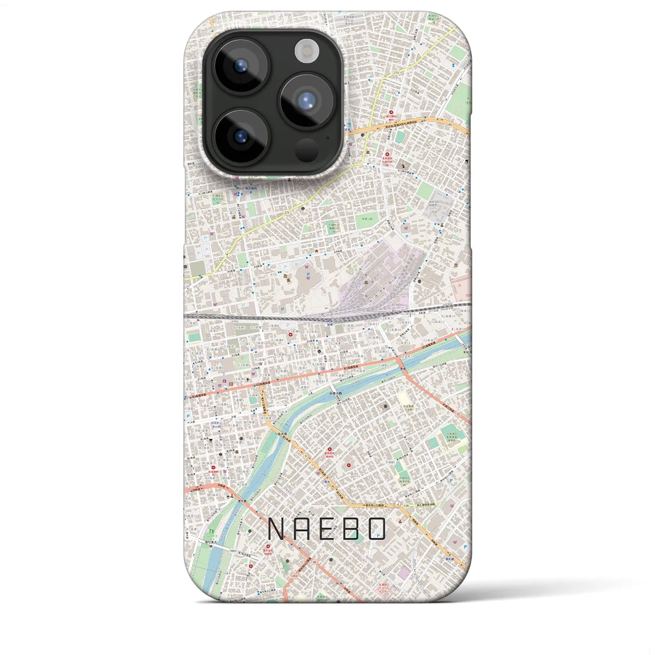 【苗穂】地図柄iPhoneケース（バックカバータイプ・ナチュラル）iPhone 15 Pro Max 用