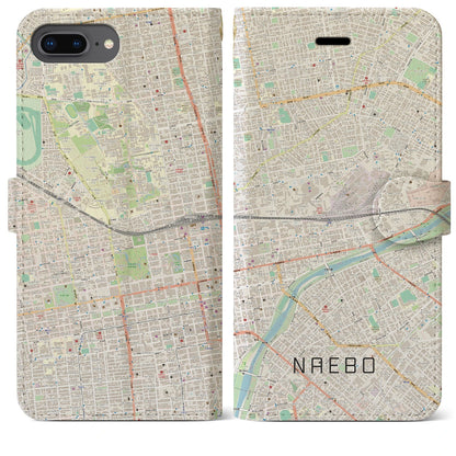 【苗穂（北海道）】地図柄iPhoneケース（手帳タイプ）ナチュラル・iPhone 8Plus /7Plus / 6sPlus / 6Plus 用