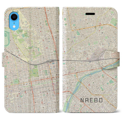 【苗穂（北海道）】地図柄iPhoneケース（手帳タイプ）ナチュラル・iPhone XR 用