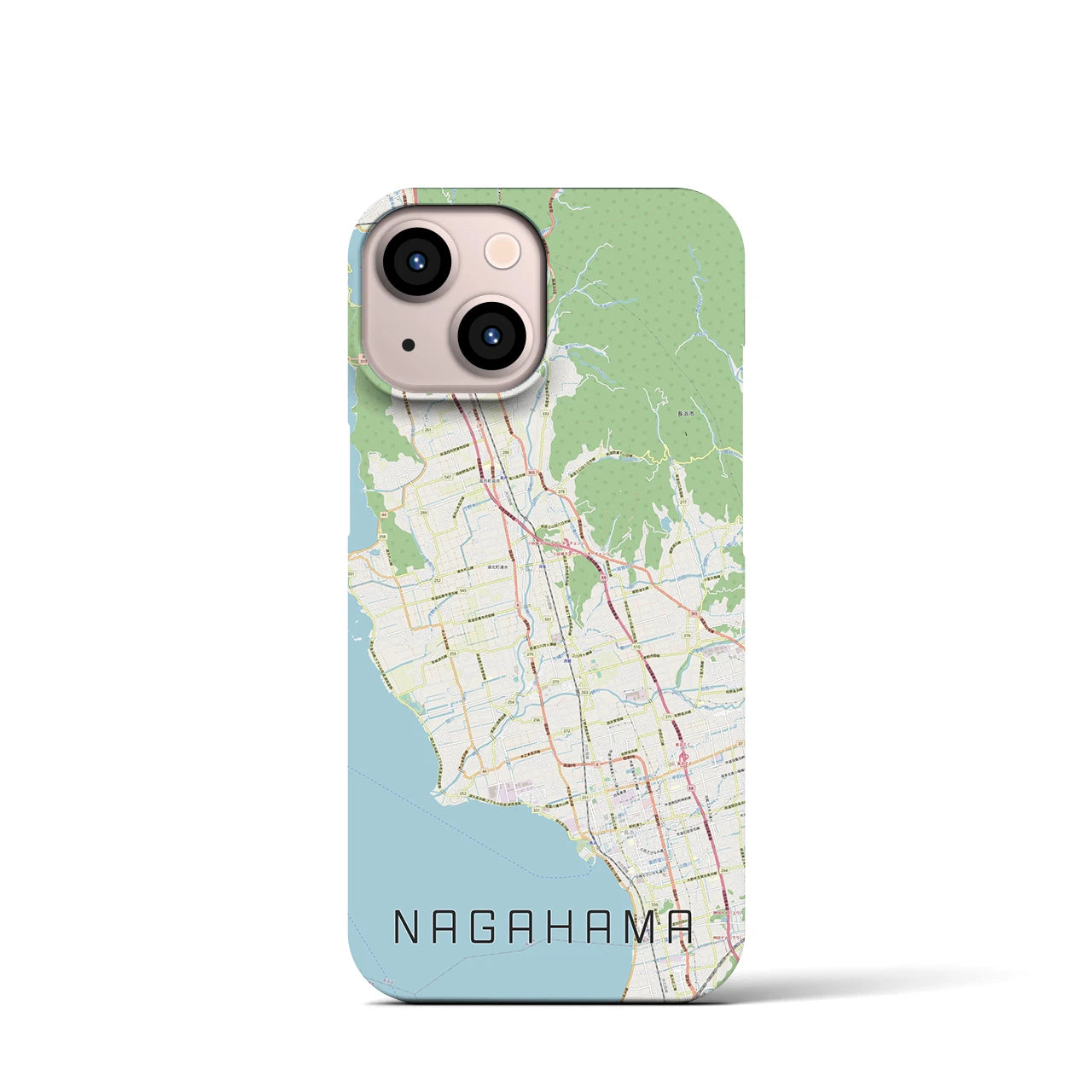 【長浜】地図柄iPhoneケース（バックカバータイプ・ナチュラル）iPhone 13 mini 用