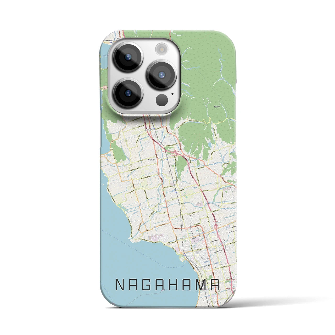 【長浜】地図柄iPhoneケース（バックカバータイプ・ナチュラル）iPhone 14 Pro 用