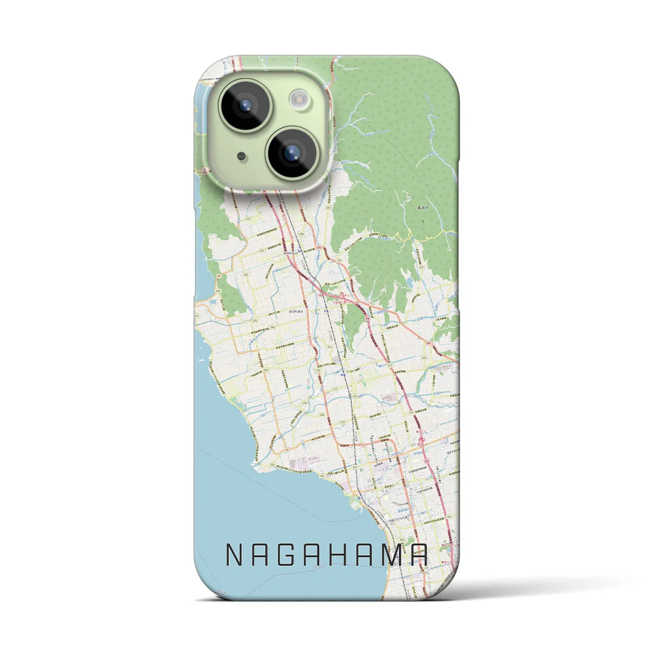 【長浜】地図柄iPhoneケース（バックカバータイプ・ナチュラル）iPhone 15 用