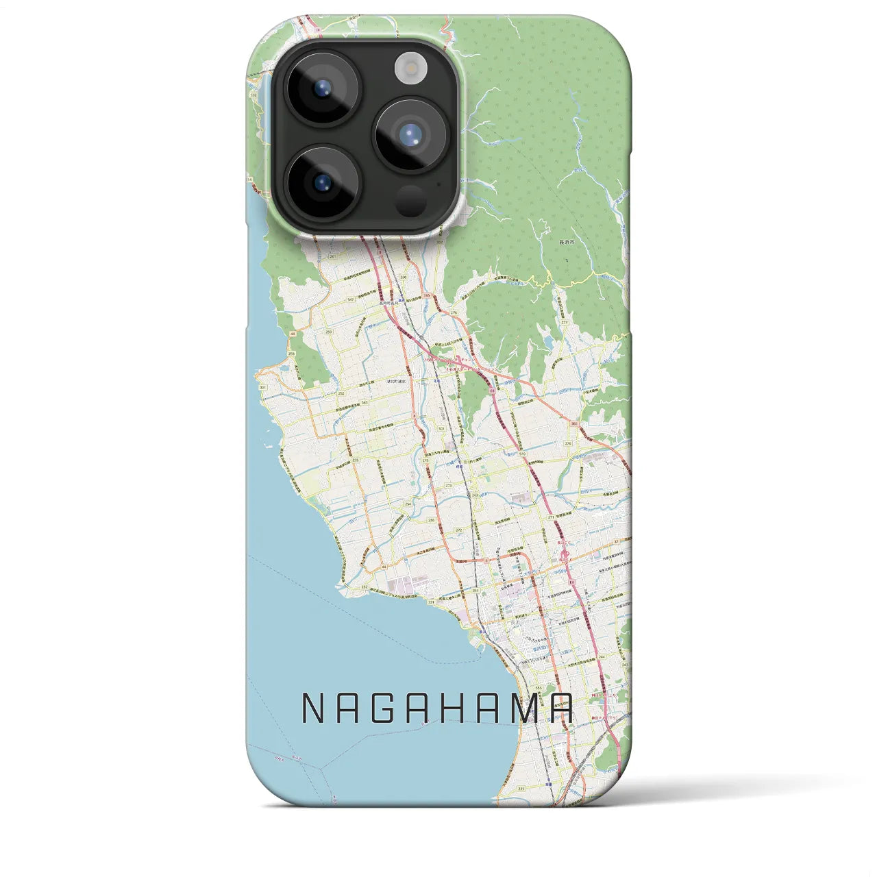 【長浜】地図柄iPhoneケース（バックカバータイプ・ナチュラル）iPhone 15 Pro Max 用